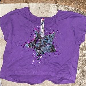 A flip sequence purple shirt